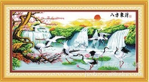 八方聚財(cái)機(jī)繡風(fēng)景畫 糧油商行的跨界之美
